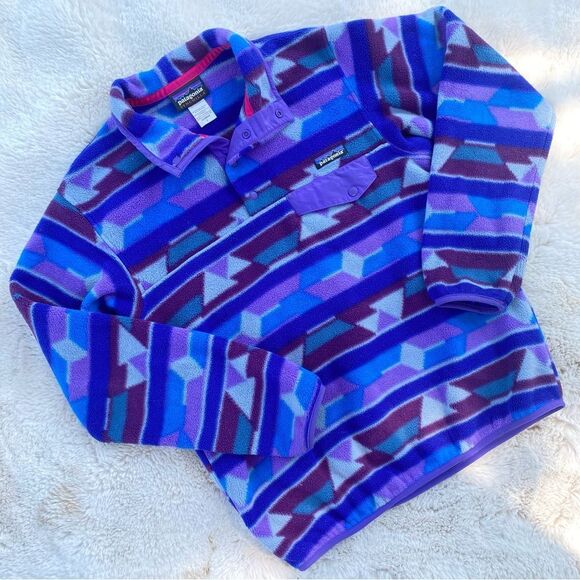 PATAGONIA Aztec arrival T Snap Synchilia Fleece Quarter Button Up Sz. M - Picture 1 of 5